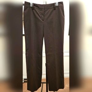 Ann Taylor Slacks Dress Pants Brown Pinstripes Size M (8)